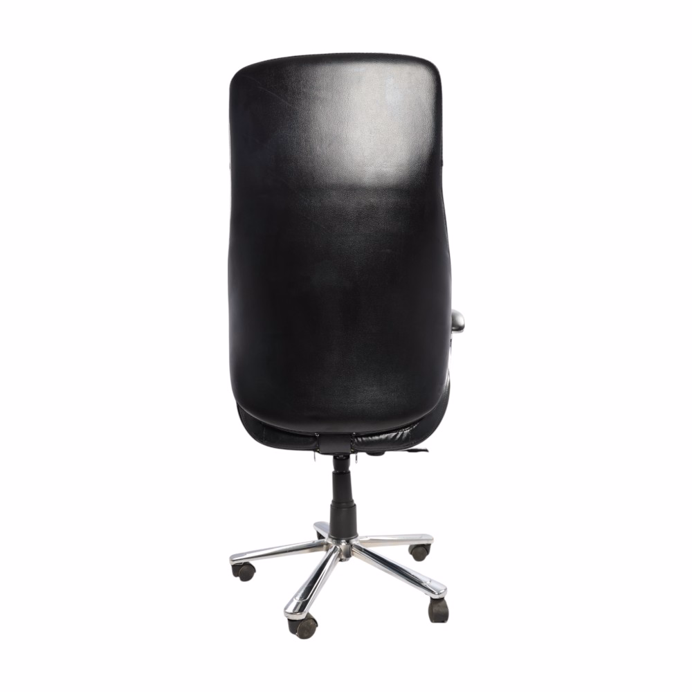 Premium Black Leather Executive Office Chair with Quilted Backrest & Chrome Base - Image 5