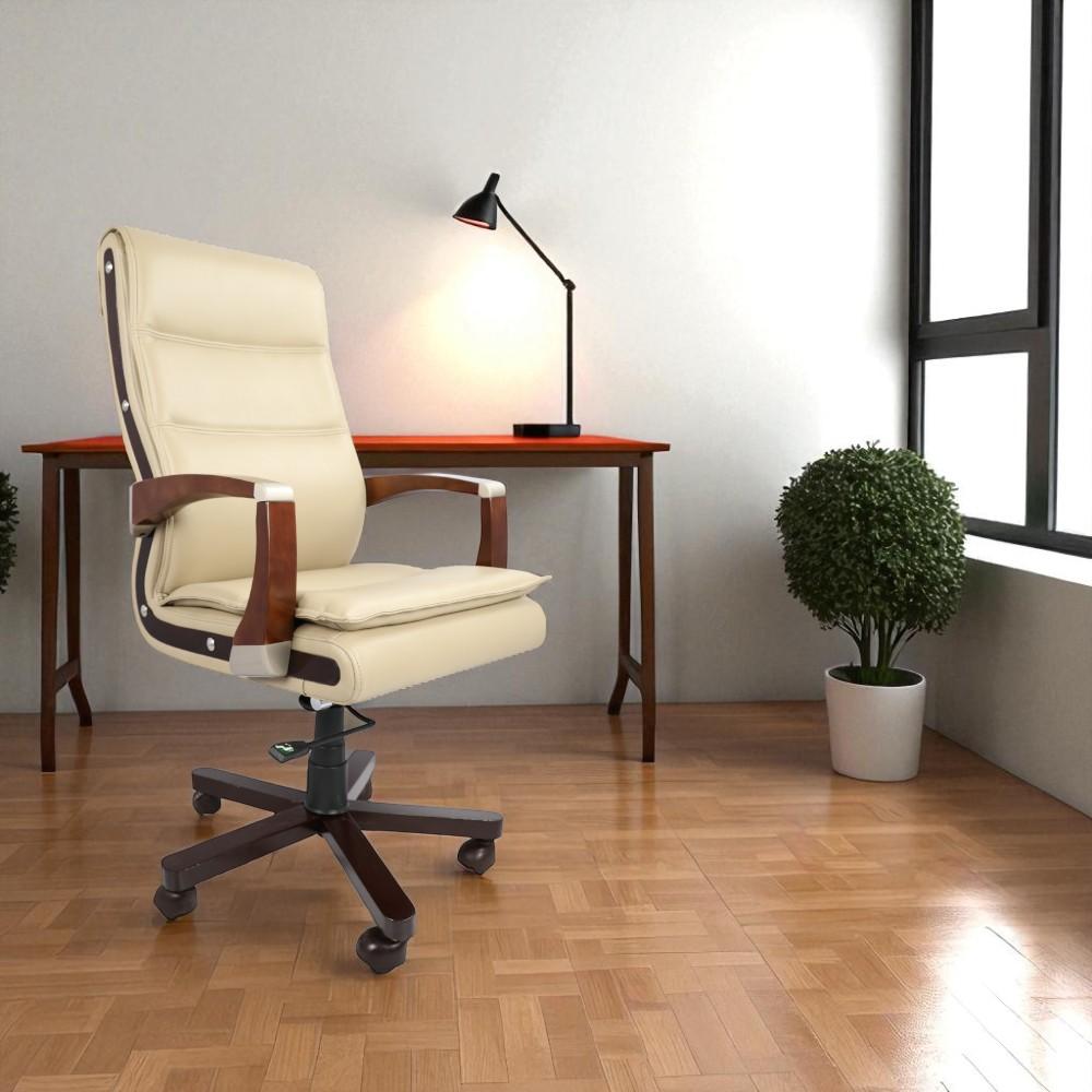 Luxury beige leatherette executive office chair